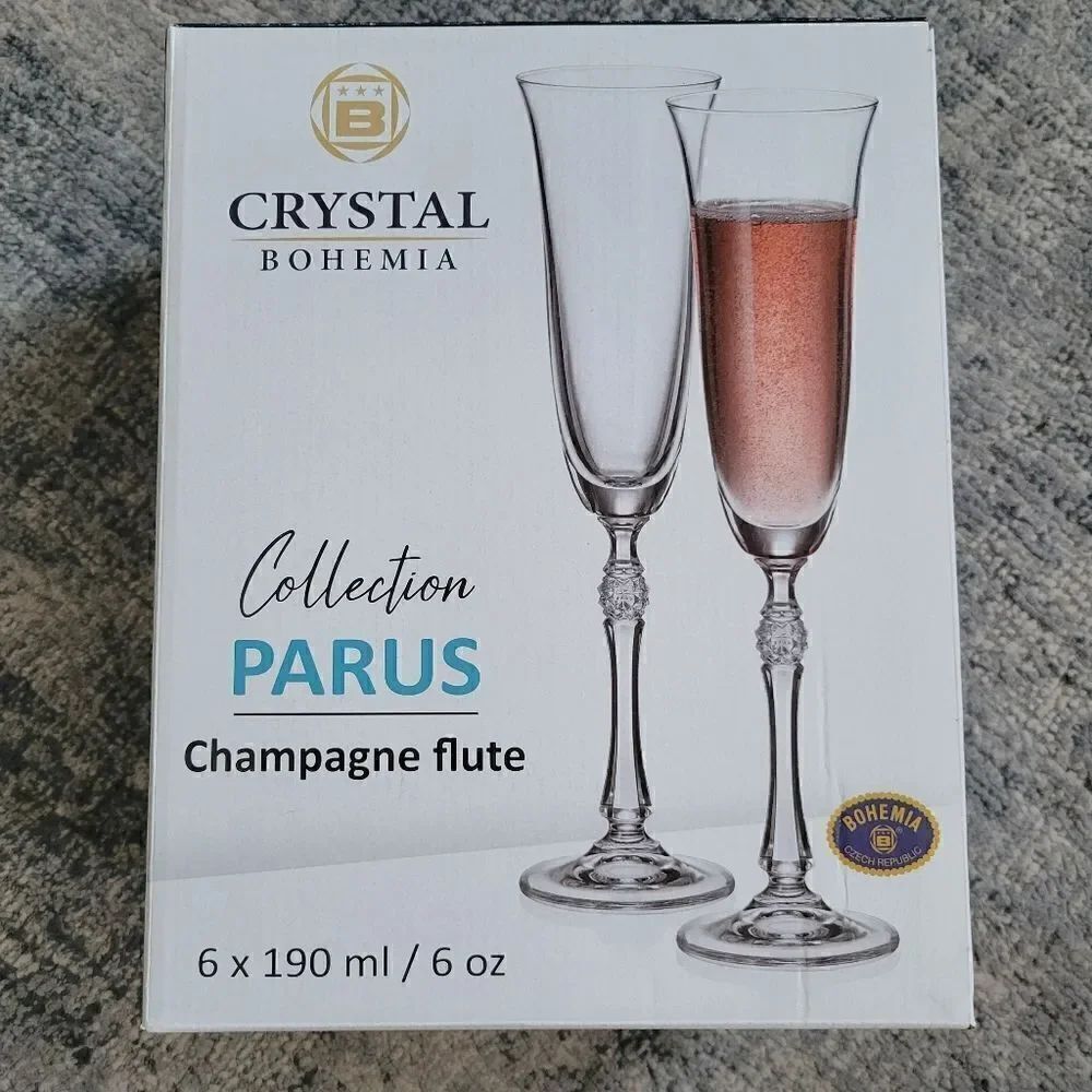 New Bohemia Crystal Champagne FLute set of 6